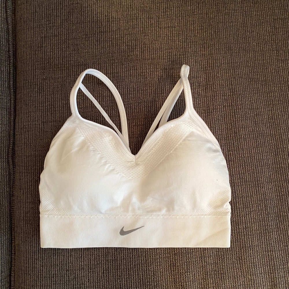Nike white sports bra